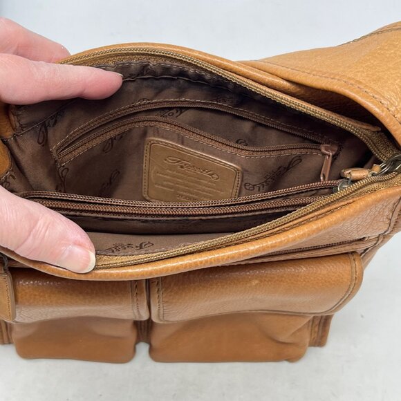 Fossil Full Leather Shoulder Bag Purse Front Pockets Adjustable Strap 75082 - Picture 11 of 13